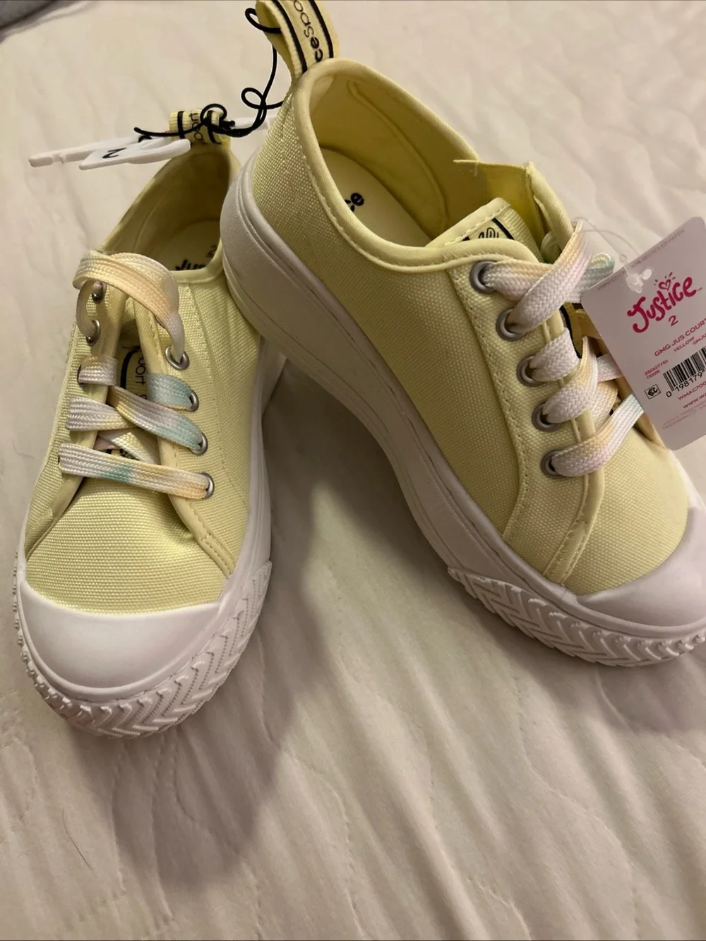 Justice Yellow Canvas Platform Sneakers with White Soles
